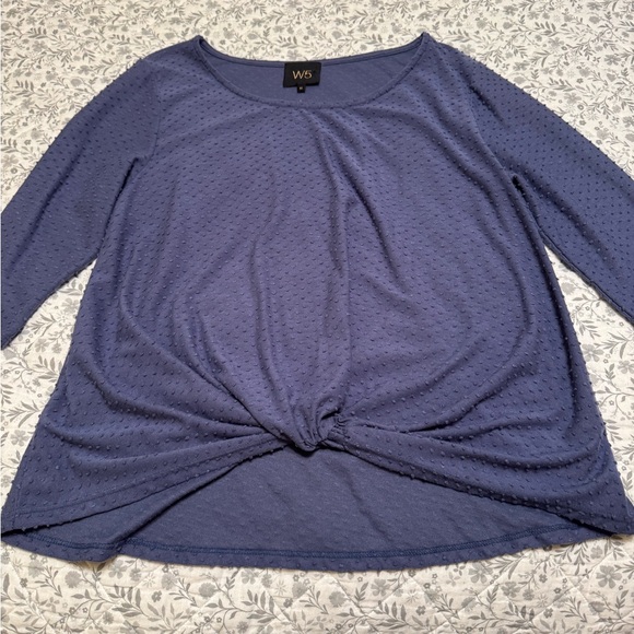 W5 Tops - W5 Blue Tie Front Relaxed Blouse
